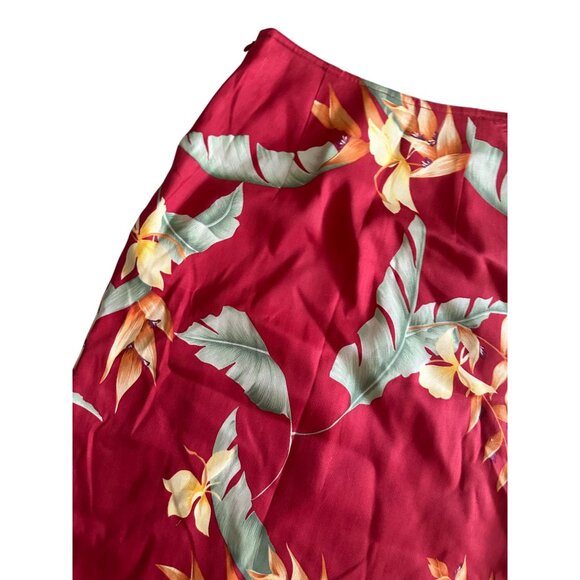 TOMMY BAHAMA 100% Silk Floral Hawaiian Print Wrap Skirt Size 2 - Picture 2 of 8